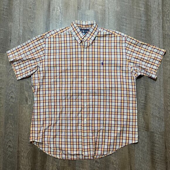 Vintage Polo Ralph‎ Lauren Blake Plaid Short Sleeve Button Down Shirt Mens Large - Picture 2 of 6